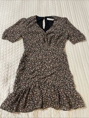 Astr Black Mini Dress with Pink Floral Print